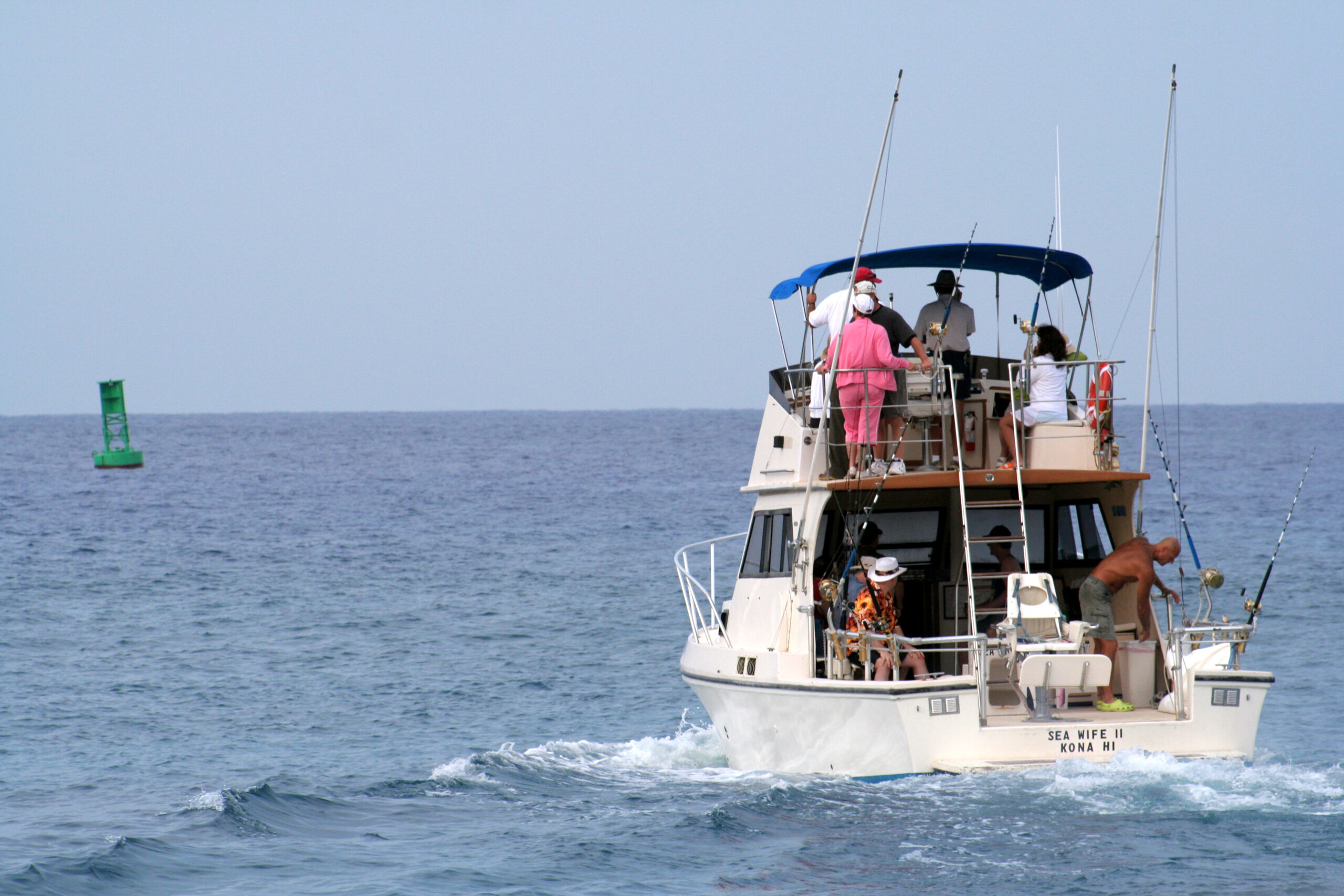 Charter fishing boat off the Kona coast Hawaii