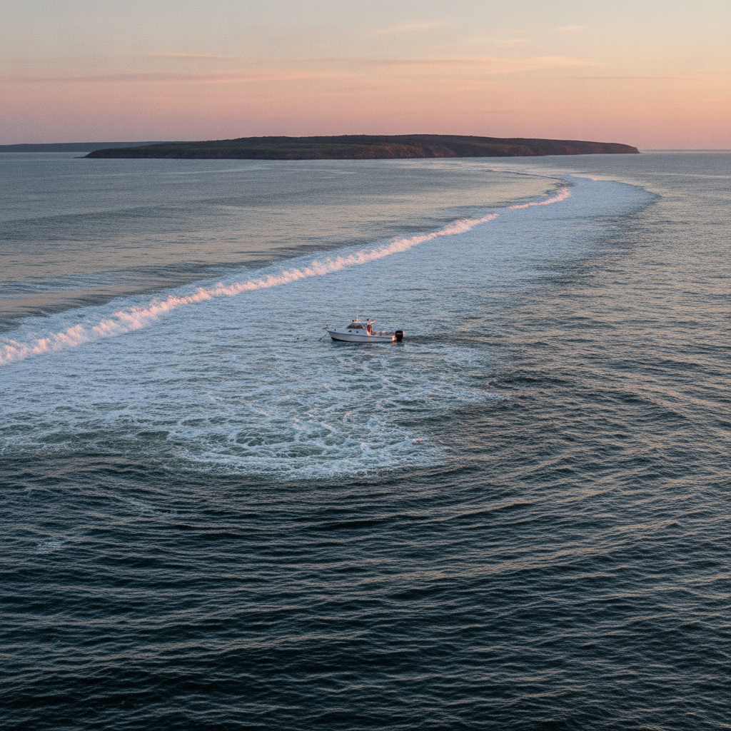 Standing rip off Block Island at first light — illustrative photo