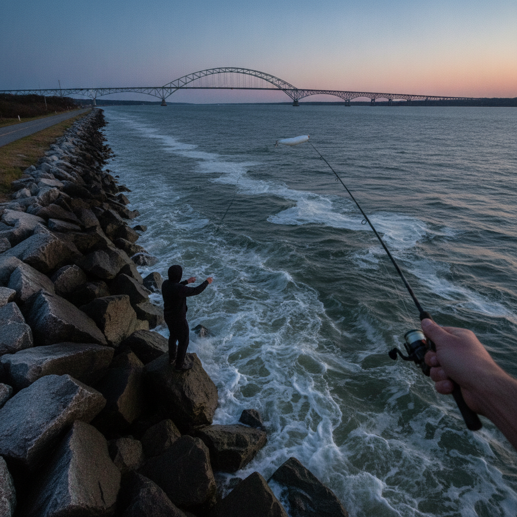 Cape Cod Canal on a running east tide at dawn — illustrative photo