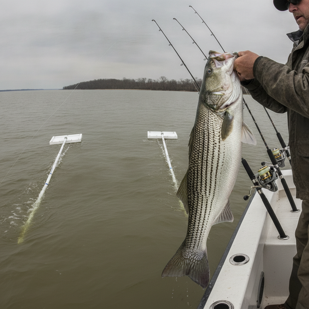 Trophy striped bass on the Chesapeake in spring — illustrative photo