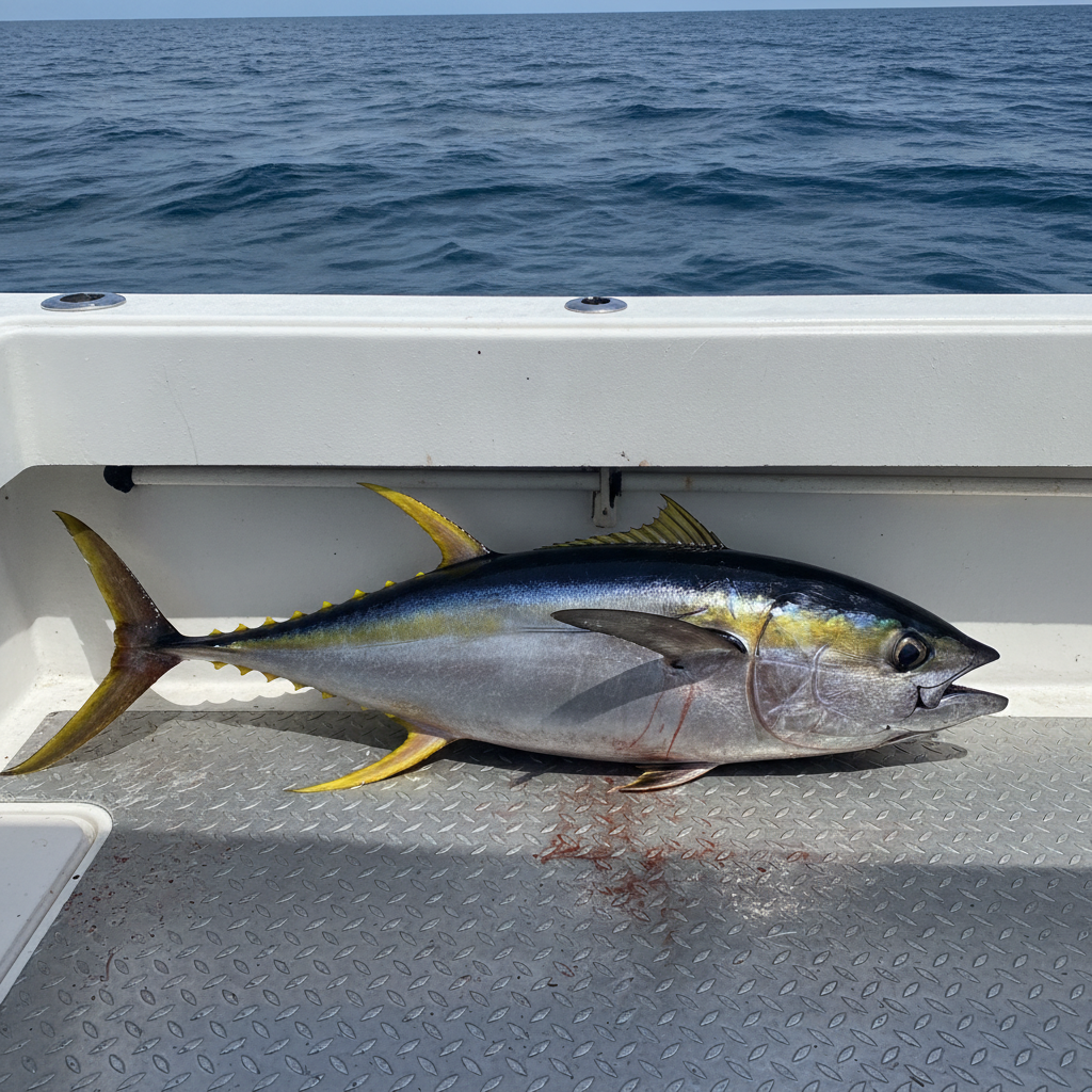 Yellowfin tuna landed offshore — illustrative photo