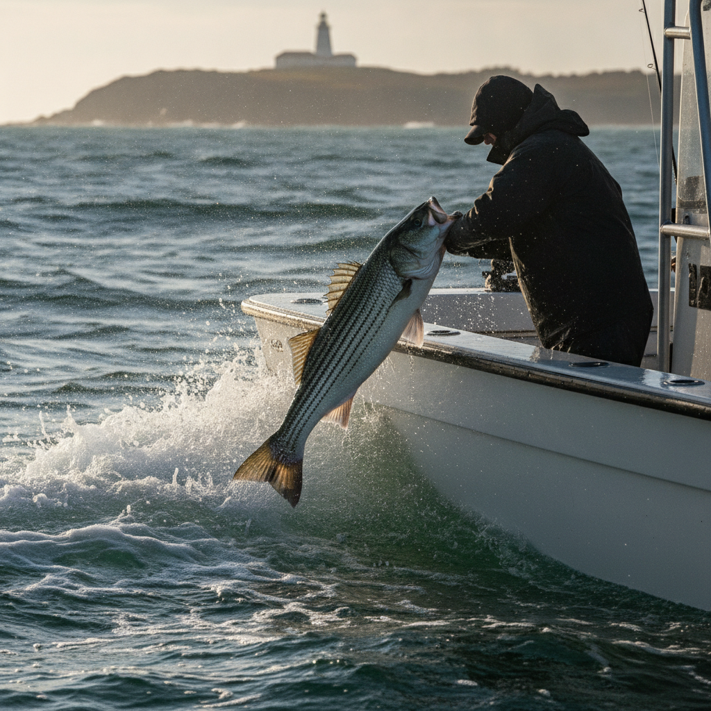 Striped bass taken in the Montauk rips — illustrative photo